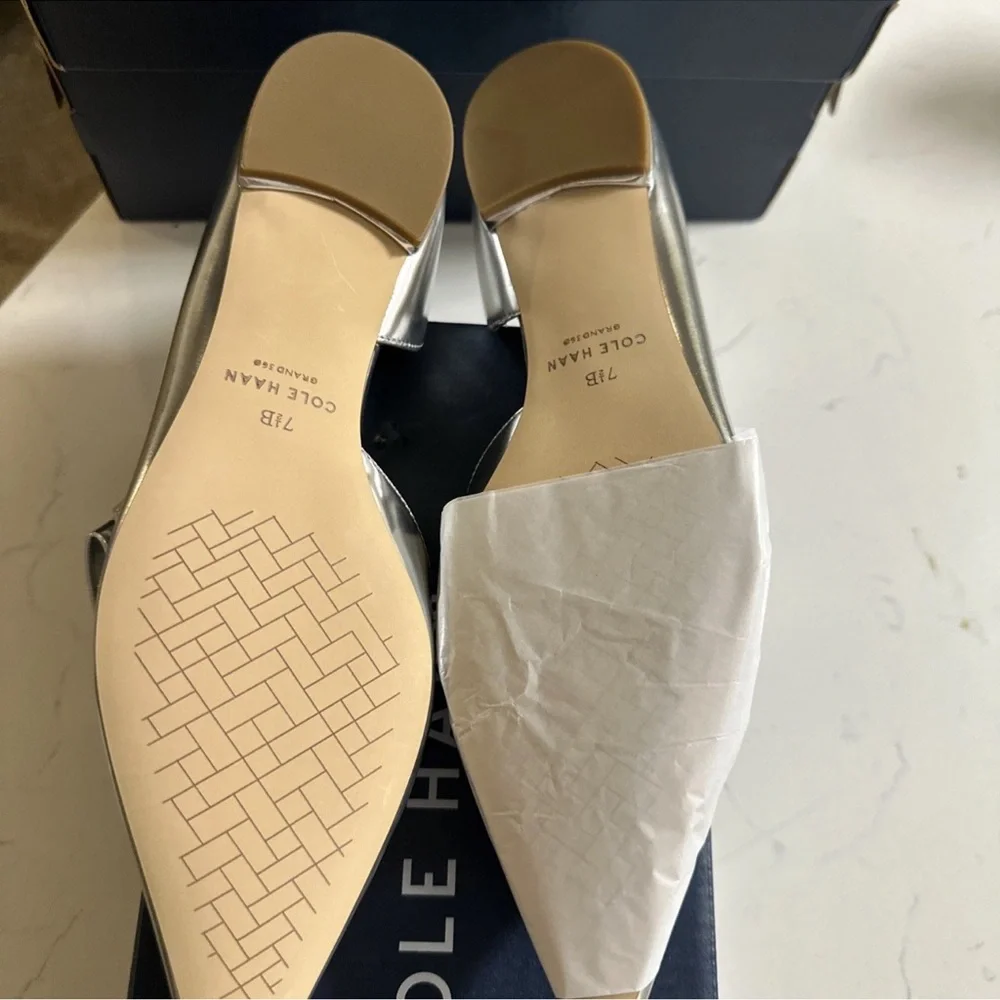 Cole Haan Women's Metallic Silver Loafers - Picture 5 of 7